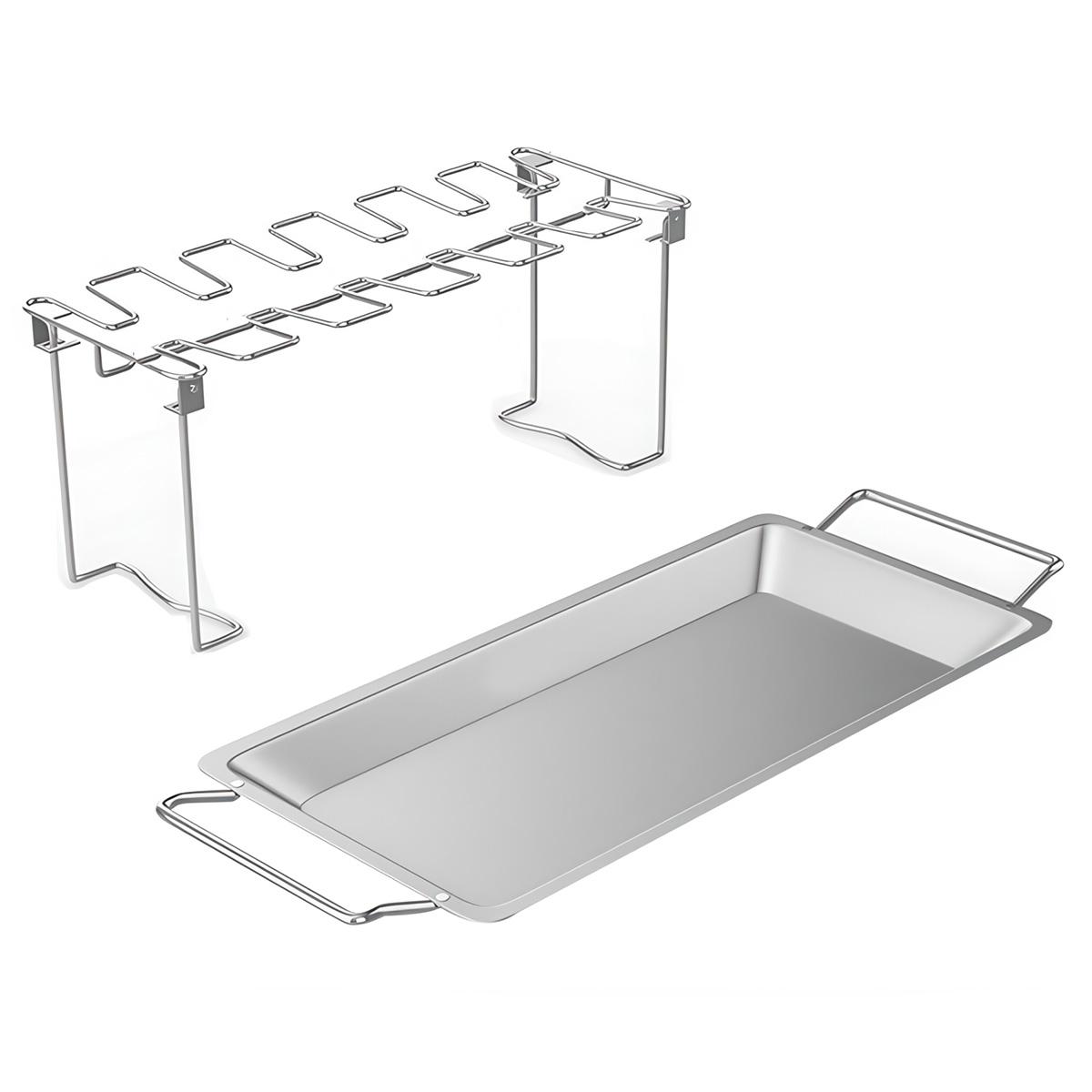 Dopwii Edelstahl Hähnchenkeulen-Grillgestell, Bratständer, für 14 Hähnchenkeulen zum Grillen & Barbecue KAUF-WOHN-KF2769-029