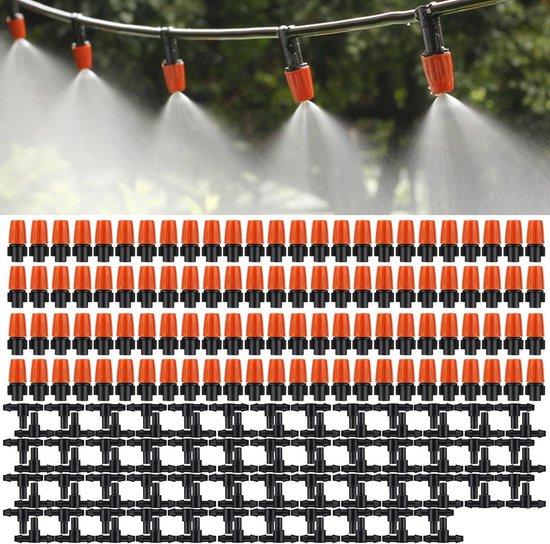 Famanu Set von 100 Bewässerungsdüsen, verstellbare Mikrotröpfchen-Bewässerungsdüse - Orange SHSHOP