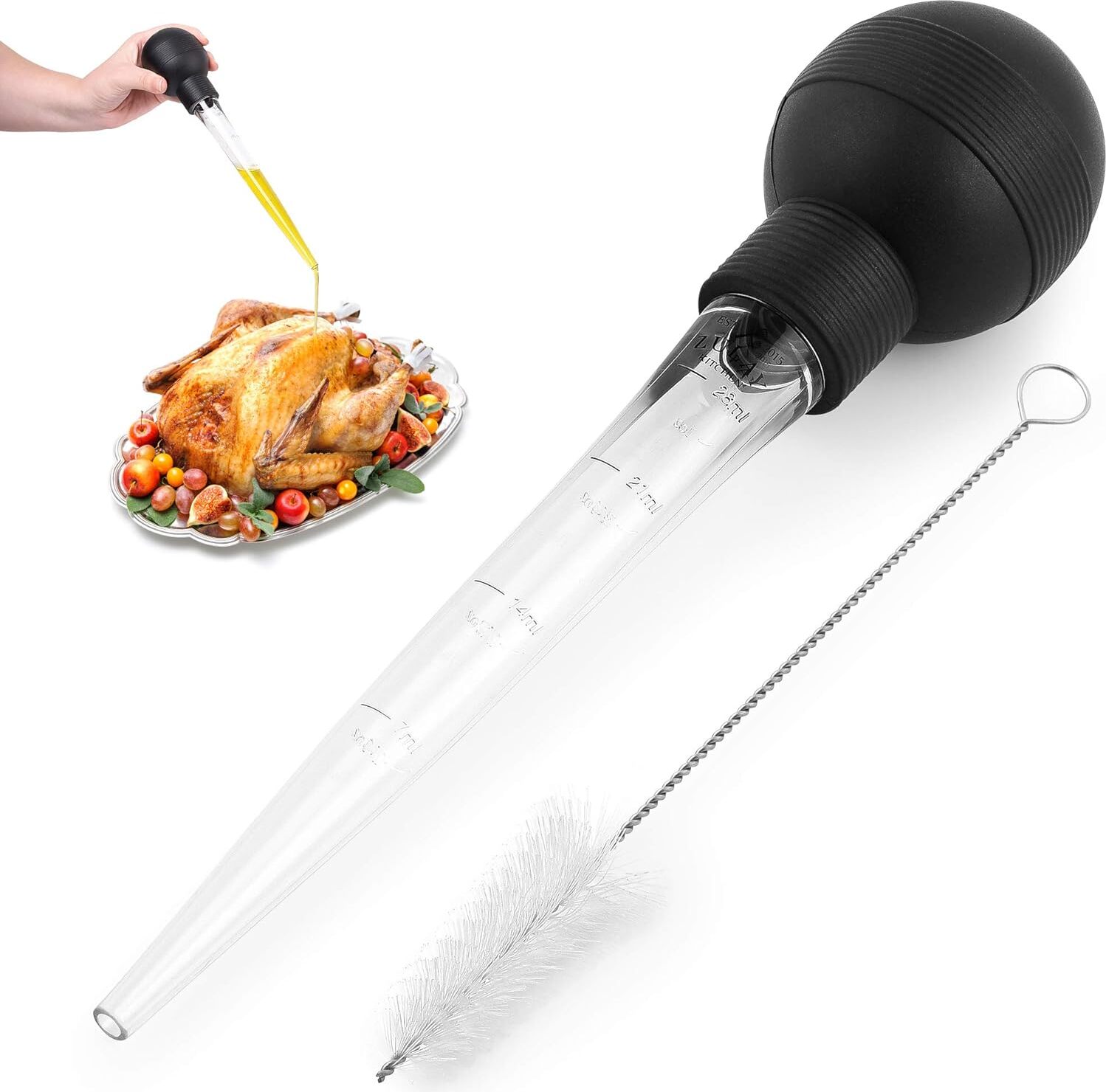 Achiount Gourmet-Bratenpumpe 28 ml, Hitzebeständig Bis 120 °C, Mit Reinigungsbürste Für Geflügel, Bratensoßen Und Marinaden KAU-AK-CPK-PH-20260813-183