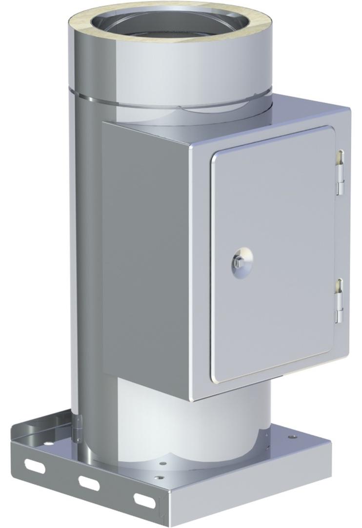 Jeremias DW-ECO 2.0 600mm Edelstahl Abgassystem Revisionselement mit Grundplatte für Öl Gas Festbrennstoffe bis 600°C
