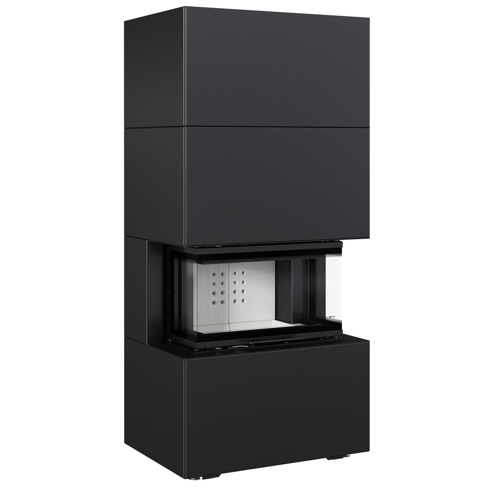 Modulárny krb NBC/Easy Box 7 KW Ø 160 Oceľové puzdro Čierna S zatváracími dverami