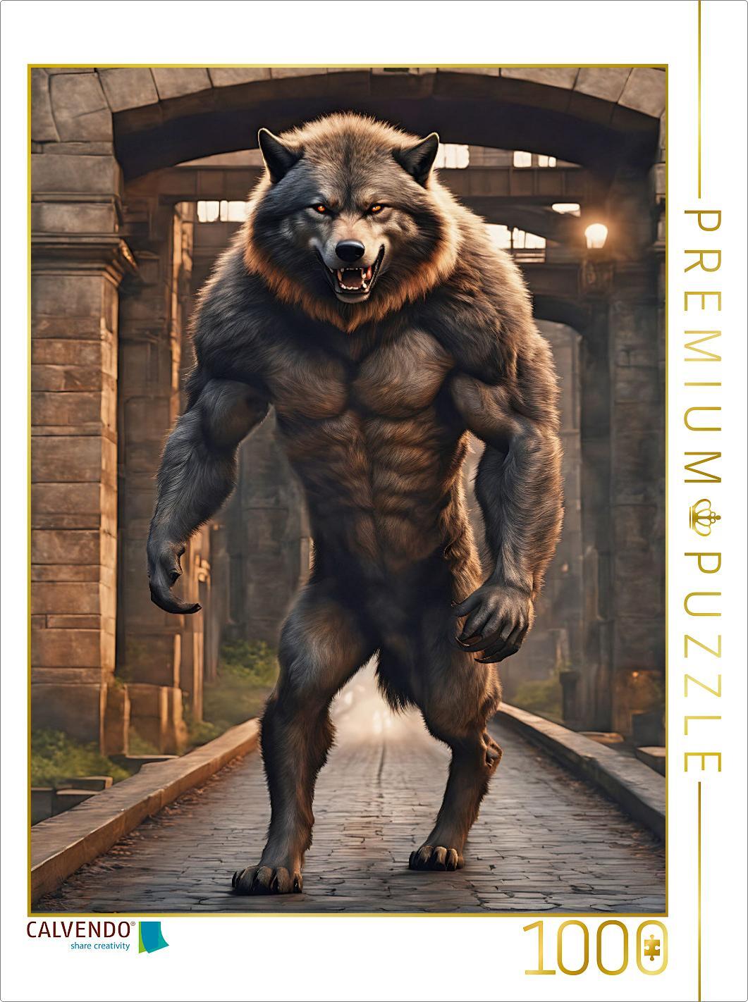 CALVENDO Puzzle Werwolf durchstreift alte Ruinen | 1000 Teile Lege-Größe 64x48cm Foto-Puzzle für glückliche Stunden