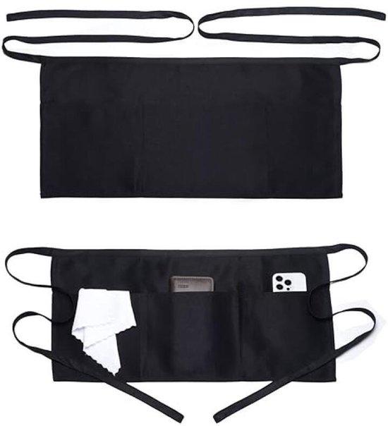 OEM Kellnerschürze - Kurze Schürze - Kurze Schürze mit drei Taschen - Schwarze, kurze Schürze für Servicepersonal - Fleckenresistente Schürze - Küchenscharf - 1 Stück 2026