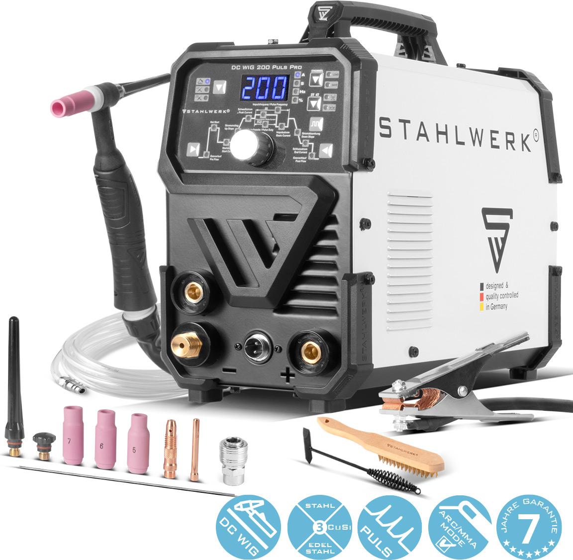 STAHLWERK Poste à Souder 4 En 1 TIG DC 200 A + Coupeur Plasma 40 A | Compact, Numérique IGBT | Idéal Bricolage Et Pro