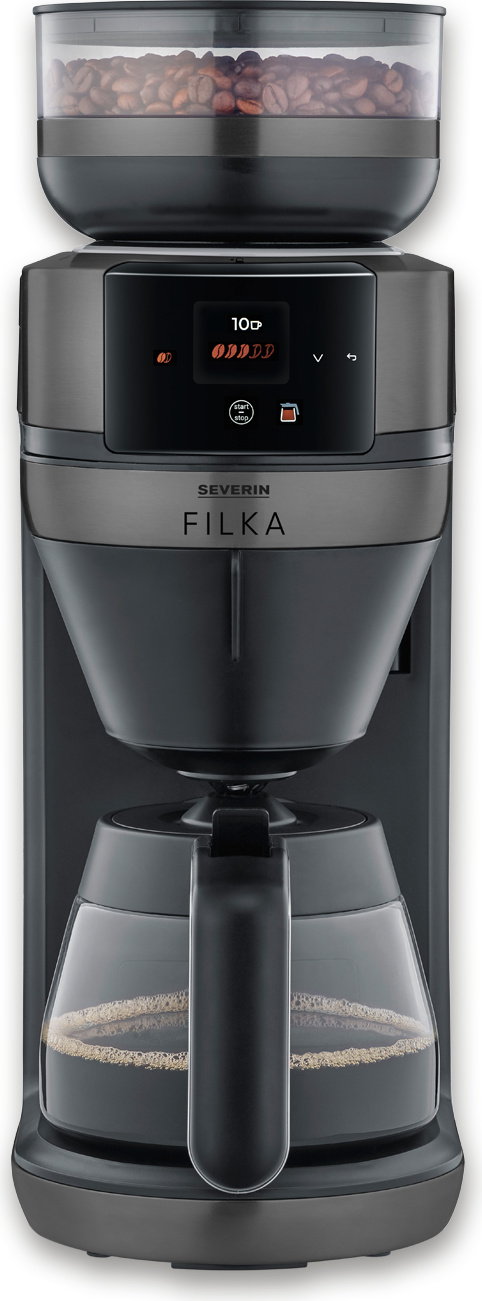 SEVERIN Filterkaffee-Vollautomat FILKA KA 4854 KA 4854 aus Edelstahl, dark inoxmattschwarz 4854000
