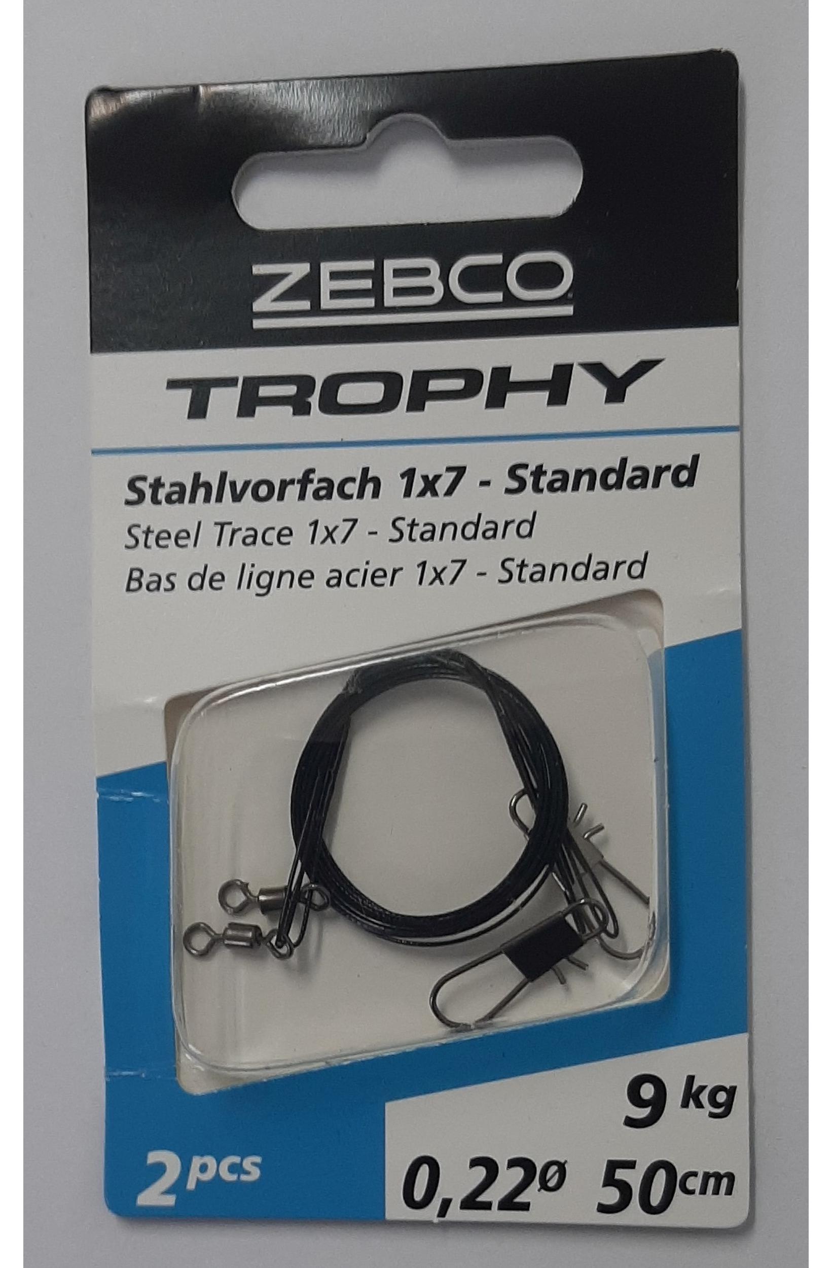 Zebco Trophy Stahlvorfach 2 Stahlvorfächer 1x7 50cm 9kg 2 Stück
