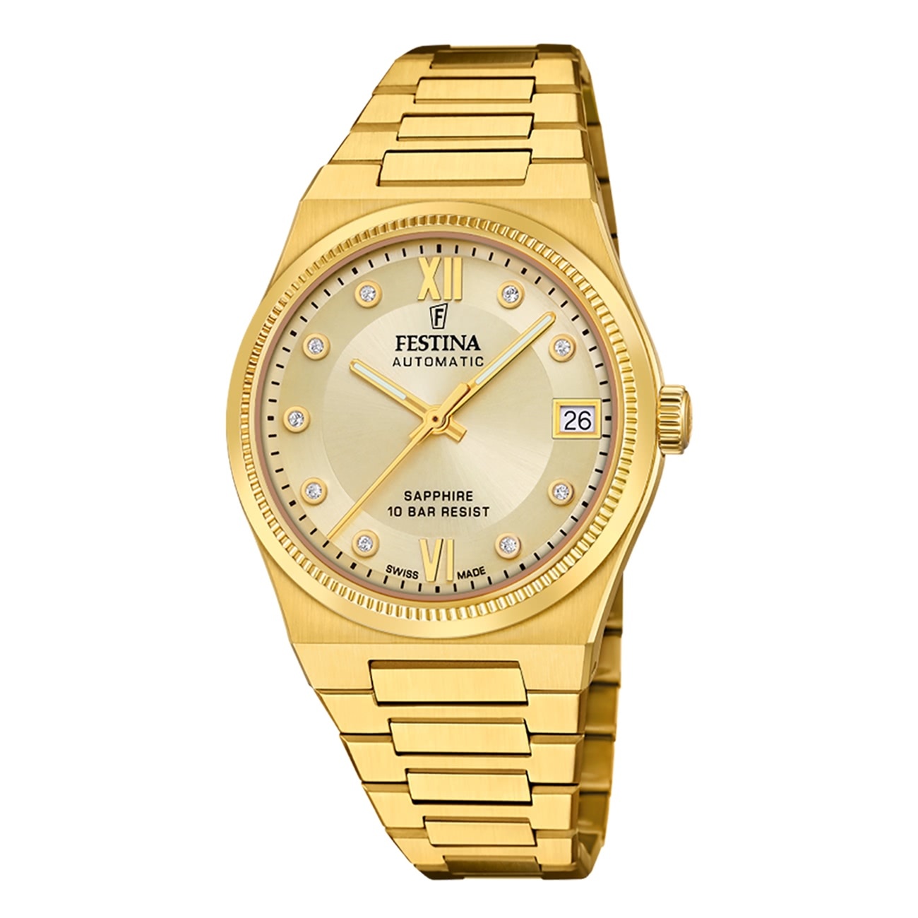 Festina dámske hodinky z ušľachtilej ocele zlaté Festina Swiss made náramkové hodinky UF20033/2