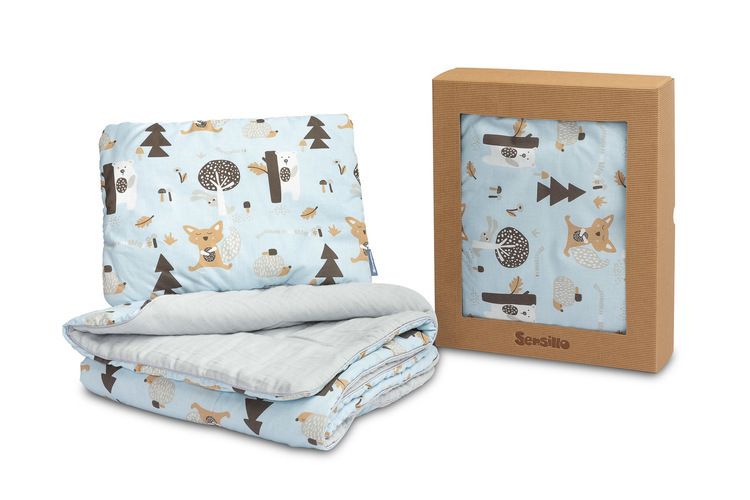 SENSILLO Bettwsche Baby Babydecke 75x95 Kissen 27x37 cm Lichtung, Blau SILLO-42167