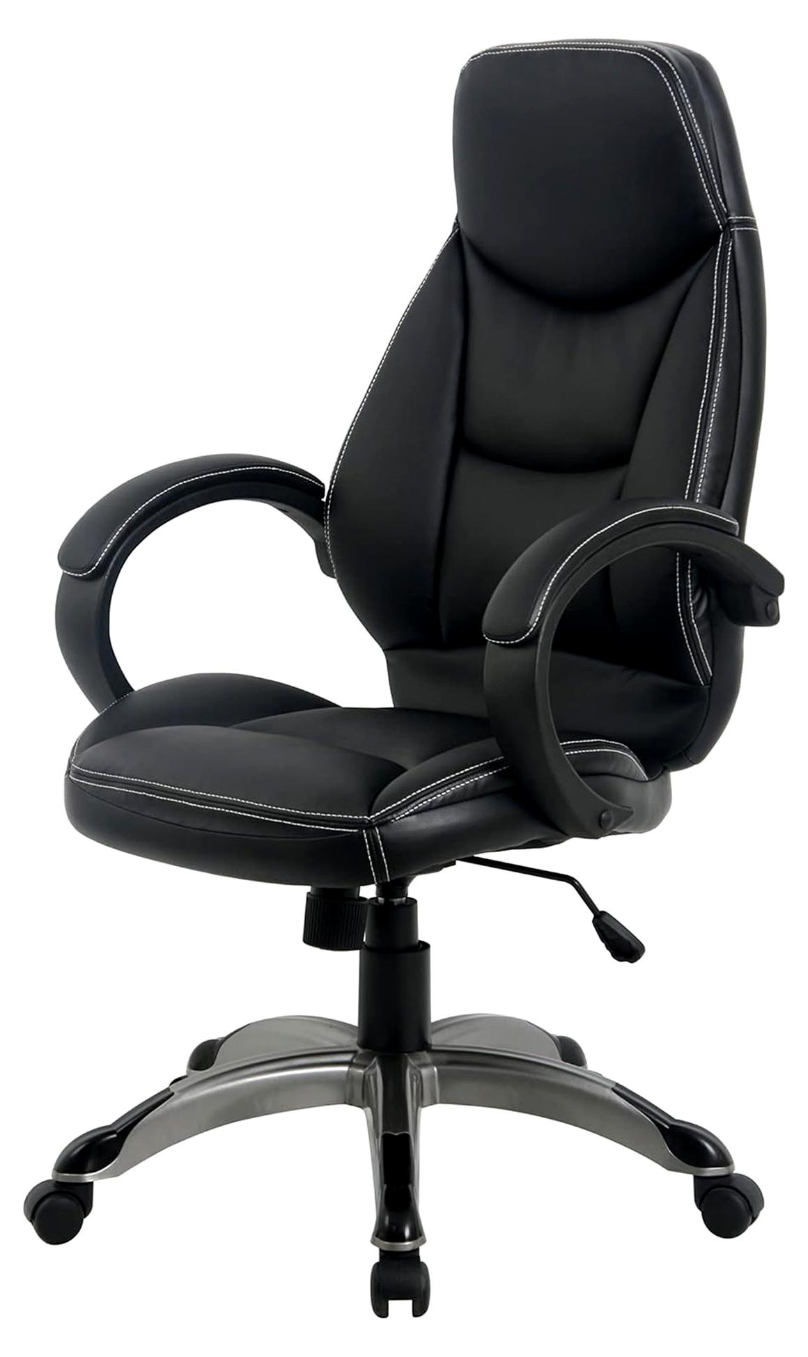 Markenlos Chefsessel EC-11 mit Armlehnen, Kunststoffgestell und Rollen, 112 x 72 x 69,5 cm, schwarz