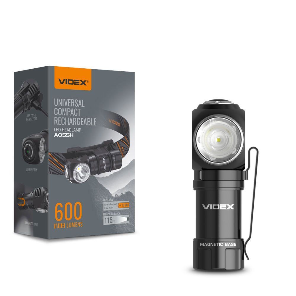 LED čelovka / baterka 2v1 600lm | VIDEX VLF-A055H