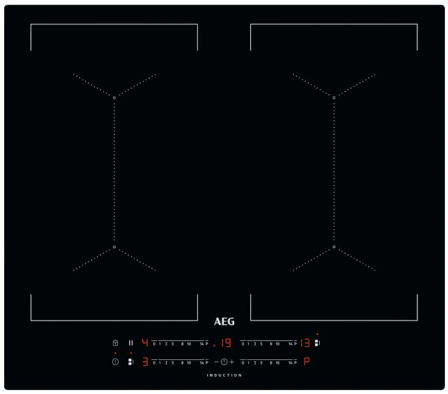 AEG IKE64453IB, Čierna, Vstavaný, 58 cm, Indukčná varná doska so zónami, Sklokeramická, 4 zone(s)