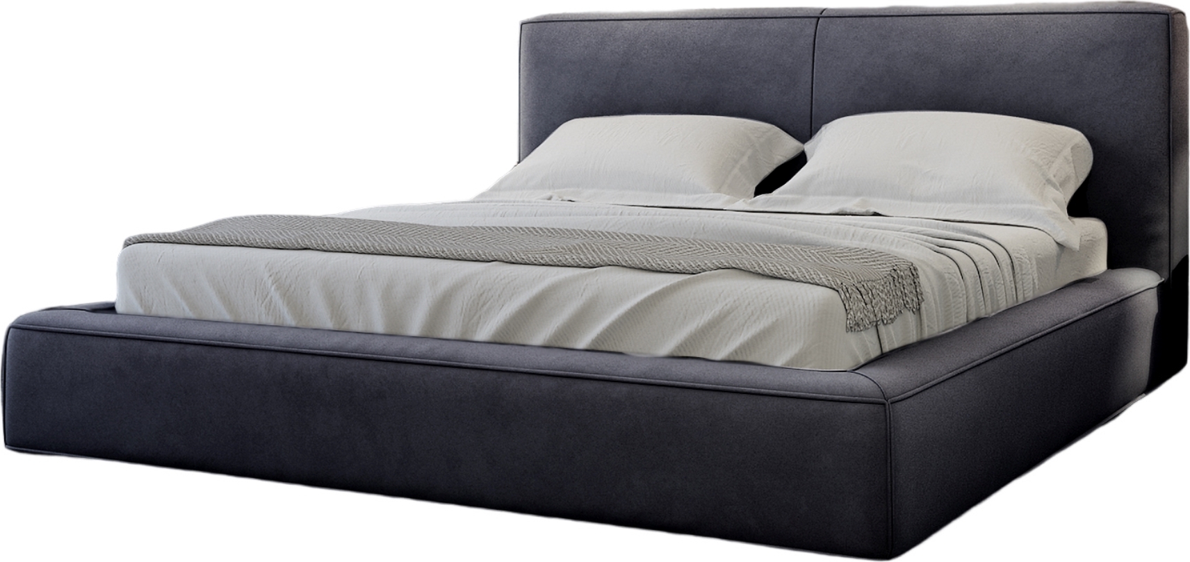 FURMEB24 - KALI 180 x 200 cm - Posteľ Boxspring s matracom a dvoma zásuvkami - Čalúnená posteľ s dreveným rámom - Manželská posteľ s vysokým čelom - Jasmín - Sivá