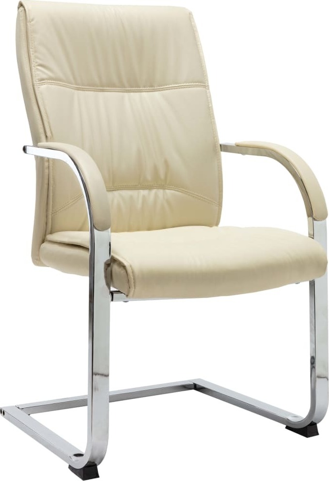 Freischwinger Bürostuhl Creme Kunstleder