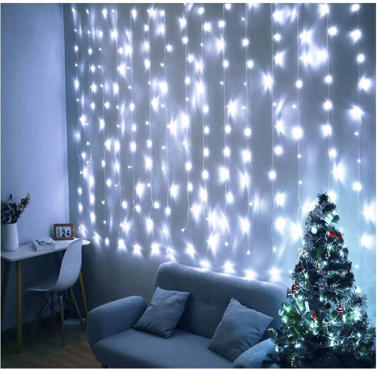 Kaufland Weihnachtsvorhang Led 3X3M 300 Micro Usb Lichter, 8 Modi, Timer, Kalt