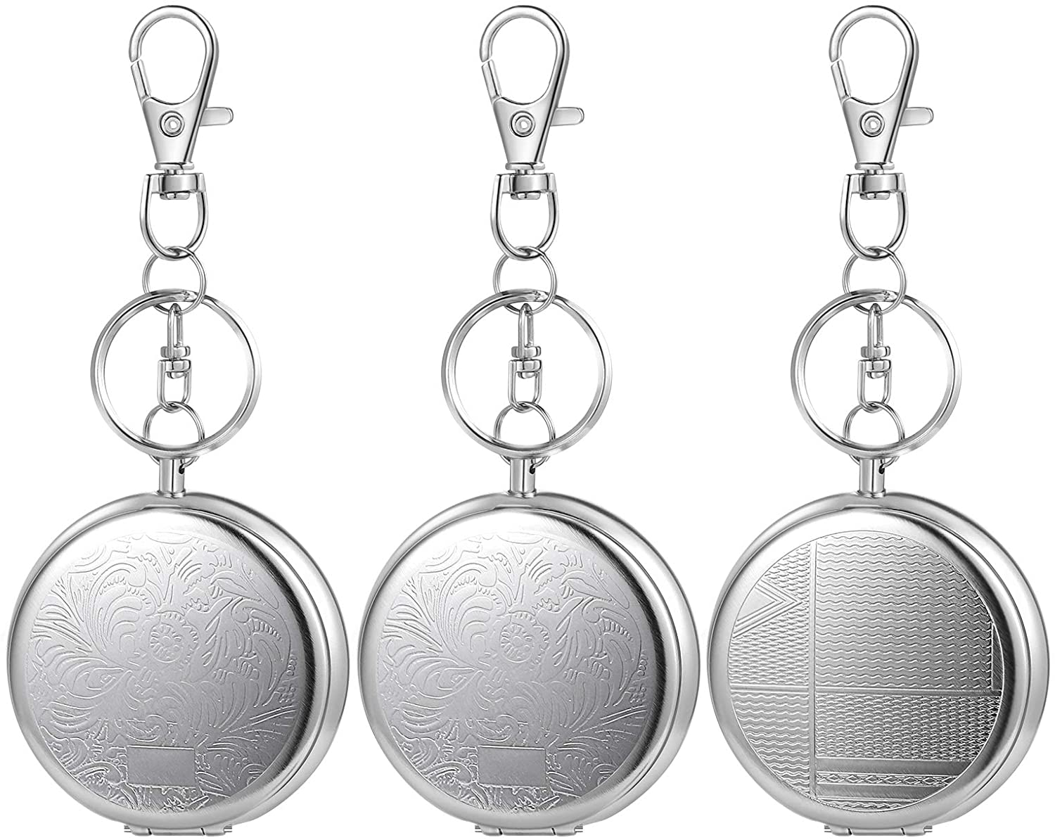 3 Stücke Taschenaschenbecher Tragbare Taschenascher Edelstahl Mini  Aschenbecher Schlüsselanhänger für Reise Unterwegs (Zufallsmuster)