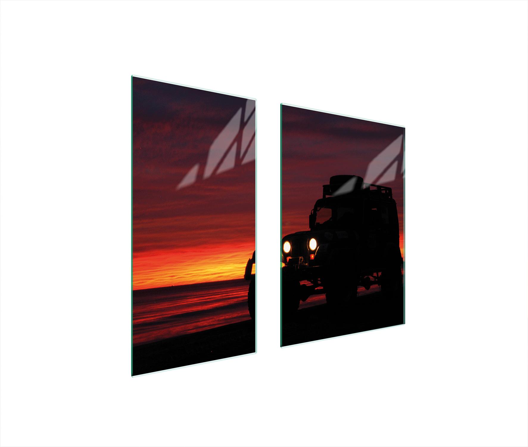 TMK ArtDeko Herdabdeckplatten 2 teilig 75x52 Ceranfeld Abdeckung Glas Schneidebrett Auto Sonne