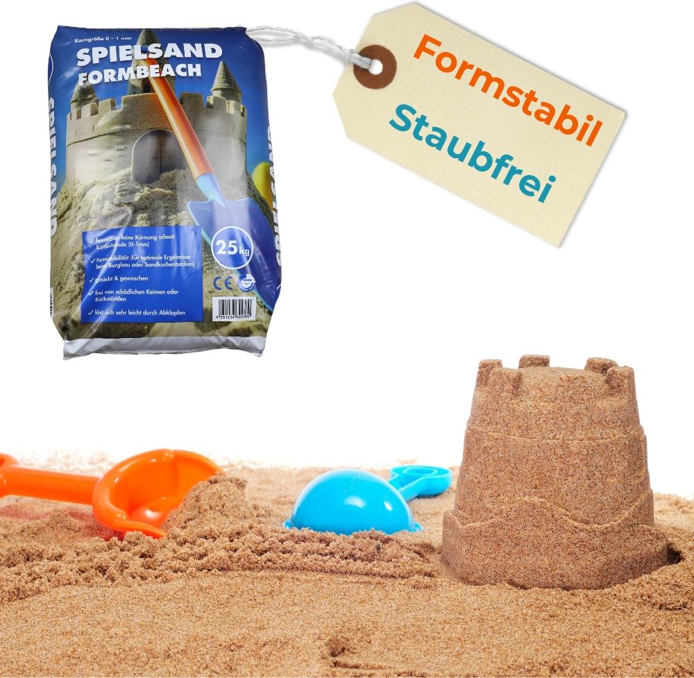 GarPet Spielsand Formbeach 25 Kg 0-1 mm Spielkasten Sand für Sandkasten Sandburg Kinderspielsand Quarzsand Spielsand Staubfrei Formstabil
