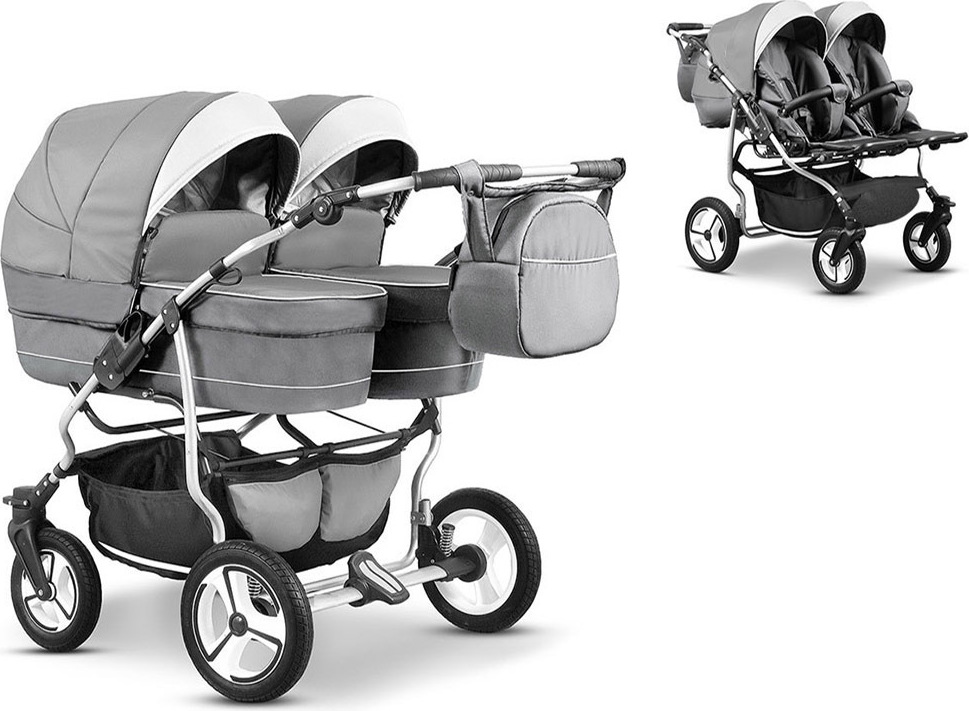 Zwillingskinderwagen 2 in 1 Twin Star inkl. Sportsitze - 10 Teile - in 16 Farben