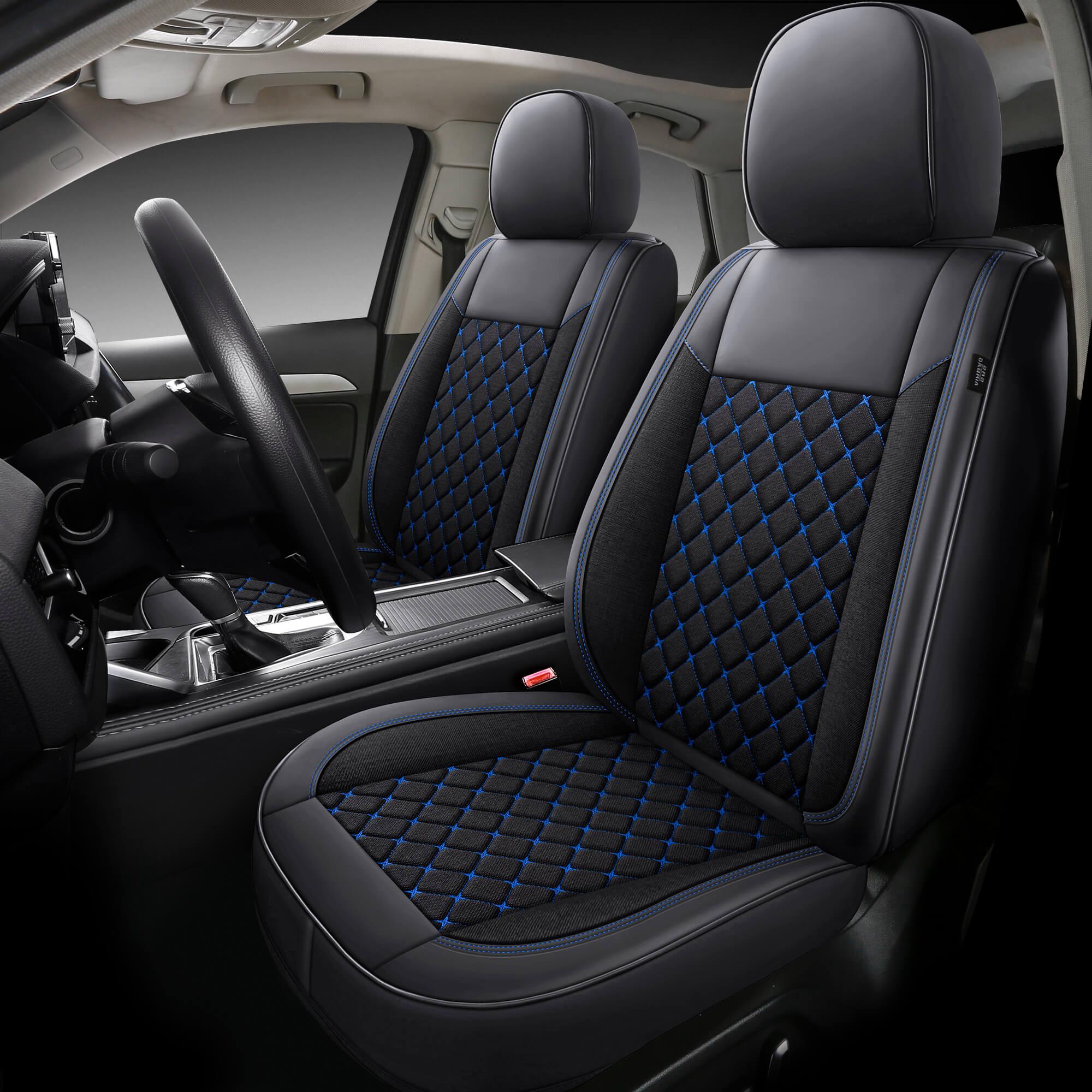 Auto Interieur Meester Autositzebezüge für Ford C-Max 2 | Set mit 2 | Hochwertiges Kunstleder (Skai) | CLS900 Serie | Schwarz mit blauen Nähten