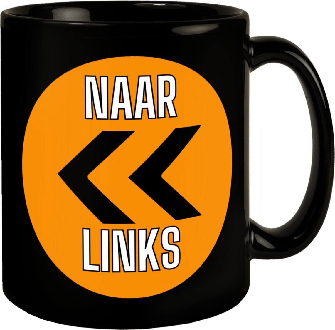 speecheese Holland Fangesang Tasse in Schwarz mit Spruch Naar Links - Naar rechts