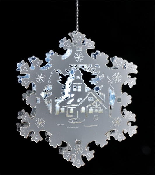 Haushalt International LED Schneeflocke Modell Kirche Batteriebetrieb innen HI 76134