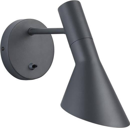 Alpinaluz Oslo Schwenkbare Wandleuchte mit Schalter - Modernes und elegantes Design in grauem Metall, E27 W44-GY