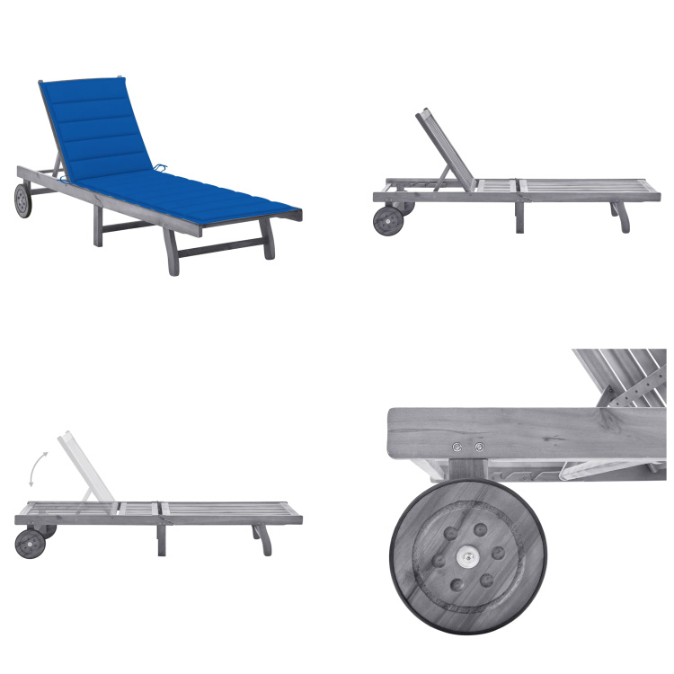 vidaXL Lehátko s vankúšom sivé akáciové masívne drevo - Lehátko - Lehátka - Drevené ležadlo - Drevené ležadlá