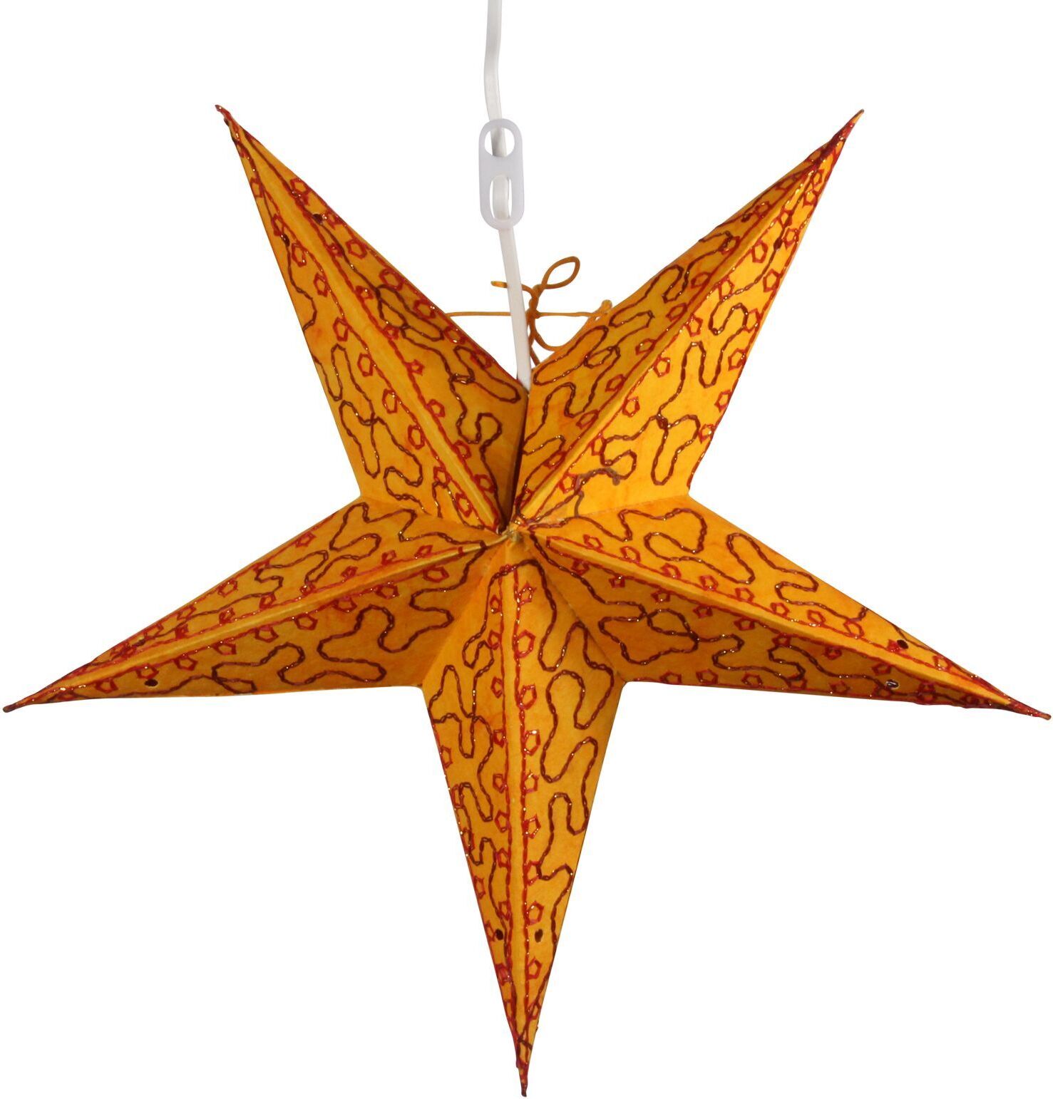 Freak Scene Papierstern - Weihnachtsstern - Stern 5zackig orange gemustert 02 - 40 cm K-136-06-01