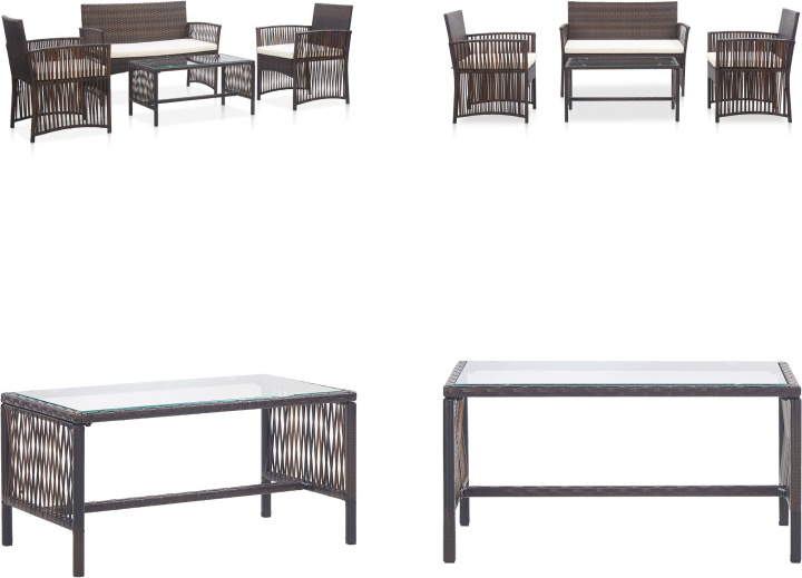 vidaXL 4-dielna záhradná obývacia súprava s vankúšom z polyratanu hnedá - záhradná obývacia súprava - záhradné obývacie súpravy - záhradné obývačky - záhradné ležadlá