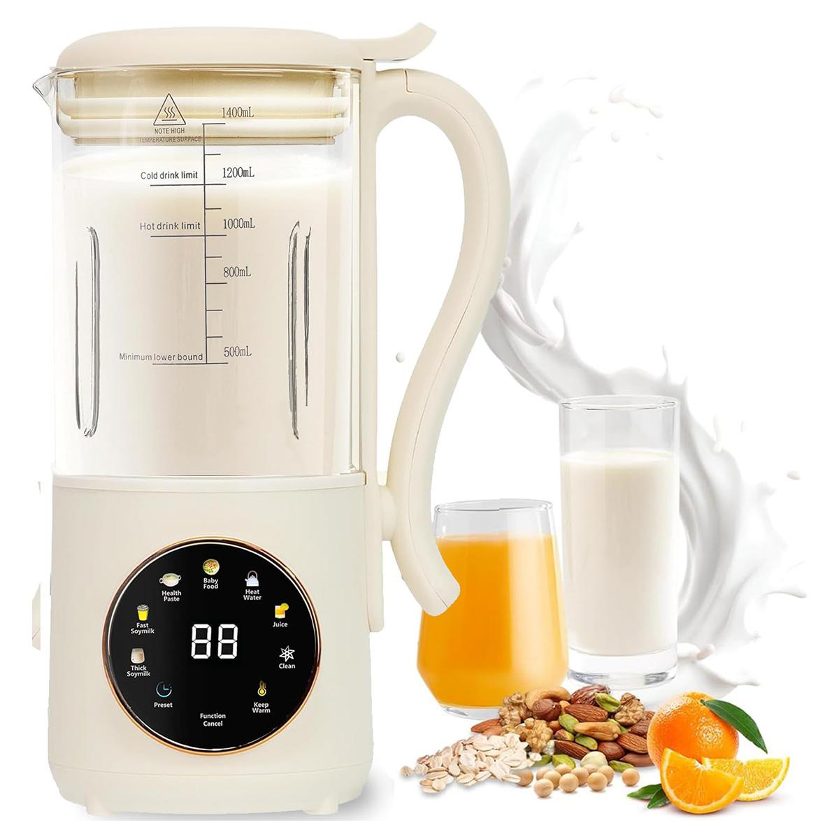 Welikera Standmixer,1400ml Sojadrinkbereiter mit 16 Klingen,12-Stunden-Smart-Timer,50Hz,für Pflanzendrink,Haferdrink,Mandeldrink,Sojadrink,Getreidedrinks KAUF-INTT-HC1554-024