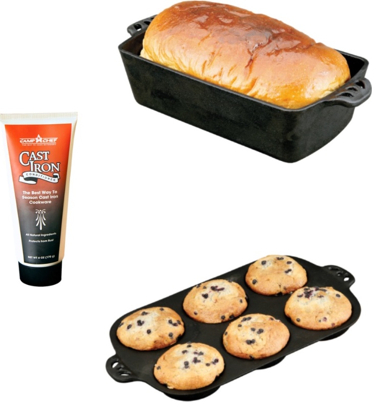 Camp Chef Camping Zubehör Brotbackform Kastenform Cast Iron Gusseisen Grill Muffinform CIBP-CIMP6-CSC8