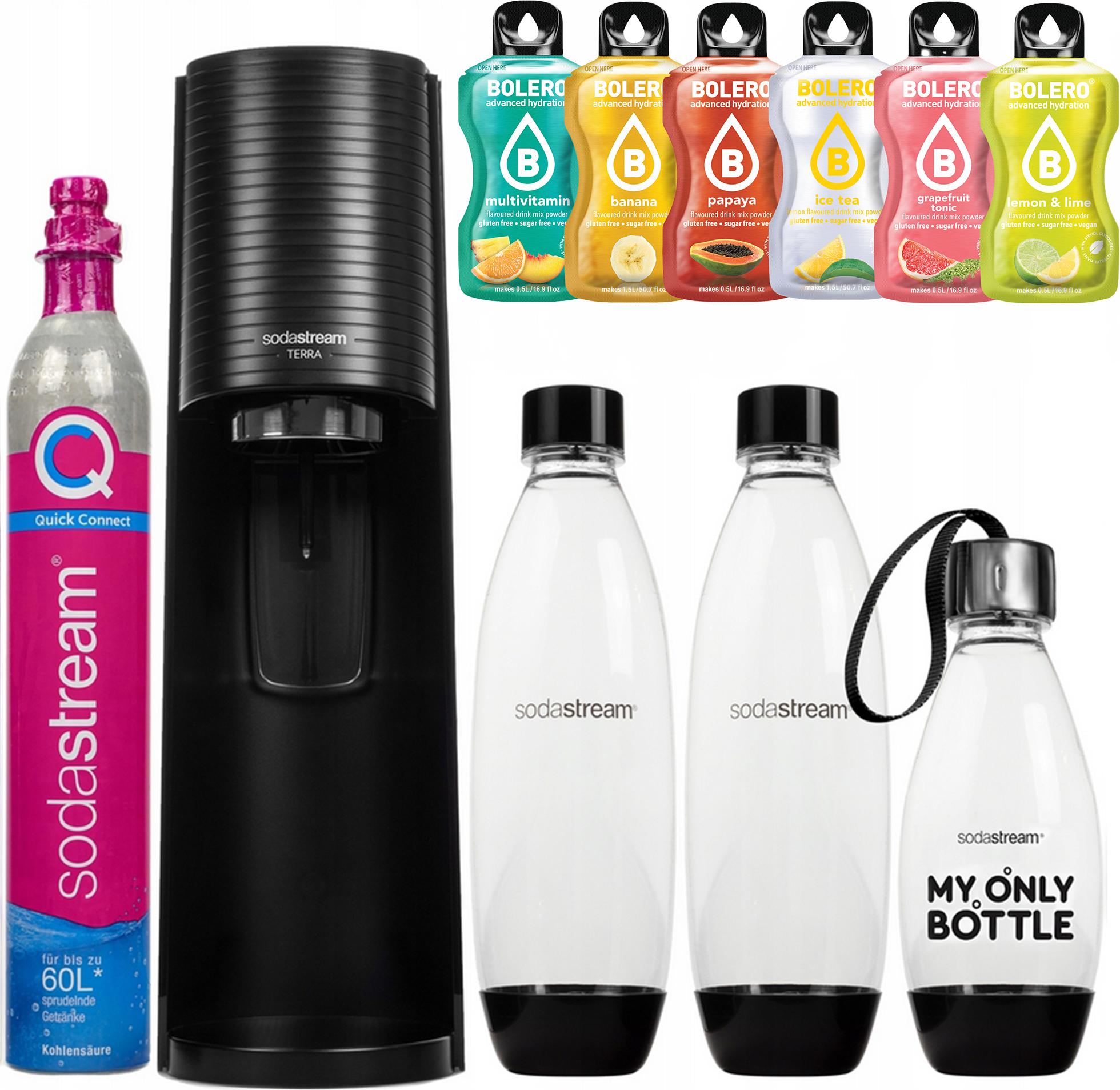 Sodastream Terra sýtič perlivej vody čierny 3 fľaše + Bolero