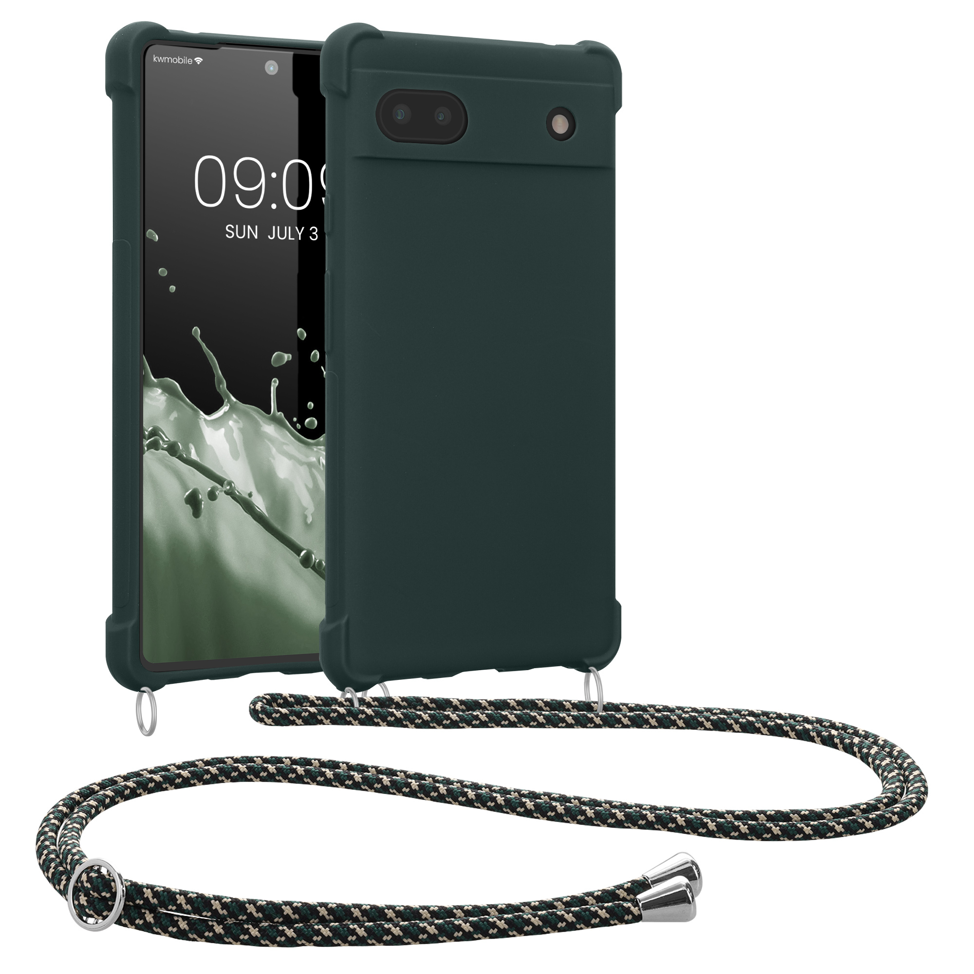 Kwmobile Necklace Case Für Google Pixel 5 – Silikon Hülle Mit Umhängekordel, Schwarz