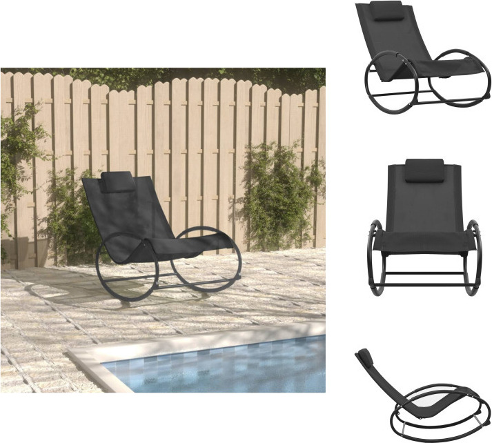 vidaXL Lehátko s vankúšom z ocele a textilénu čierne - Lehátka