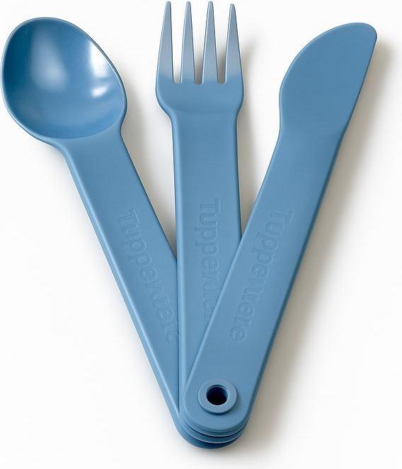 TUPPERWARE To Go Picknick Besteck SET blau Messer + Gabel + Löffel