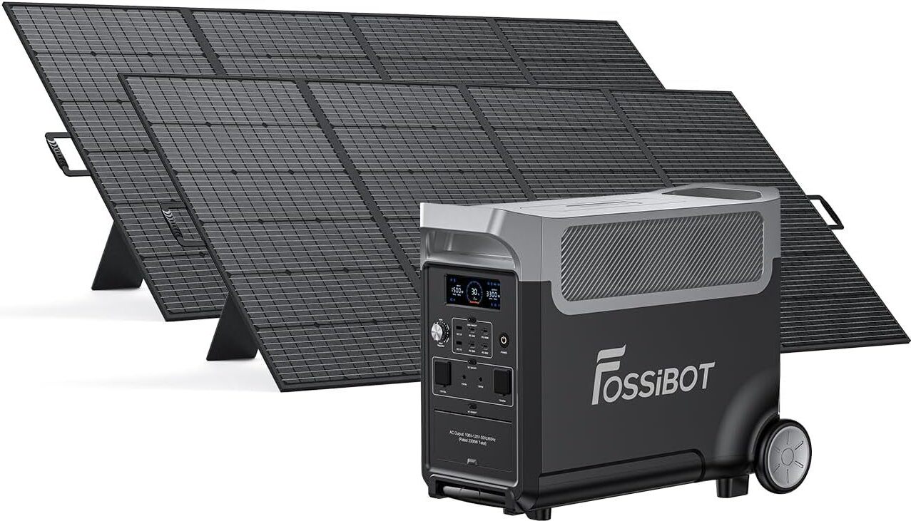 FOSSiBOT Napájacia stanica Prenosná 3600W(7200W Peak) Powerstation 3840Wh Solárny generátor LiFePO4 Generator Nabíjačka UPS s 2x 420W solárnym panelom