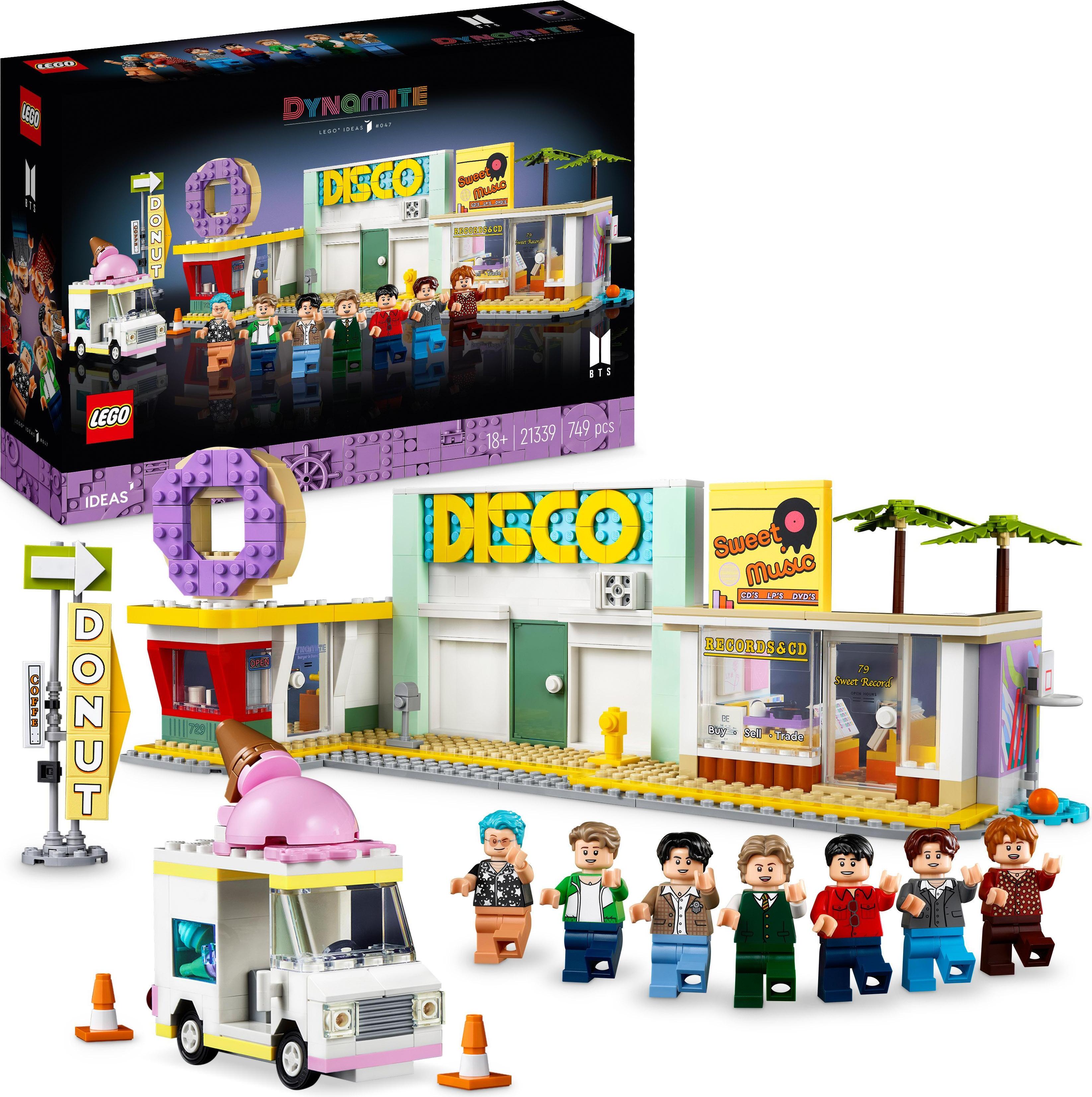 LEGO 21339 Ideas BTS Dynamite Musikvideo Set mit 7 Minifiguren der berühmten K-Pop Band, Merchandise Sammler-Geschenk-Idee für Fans