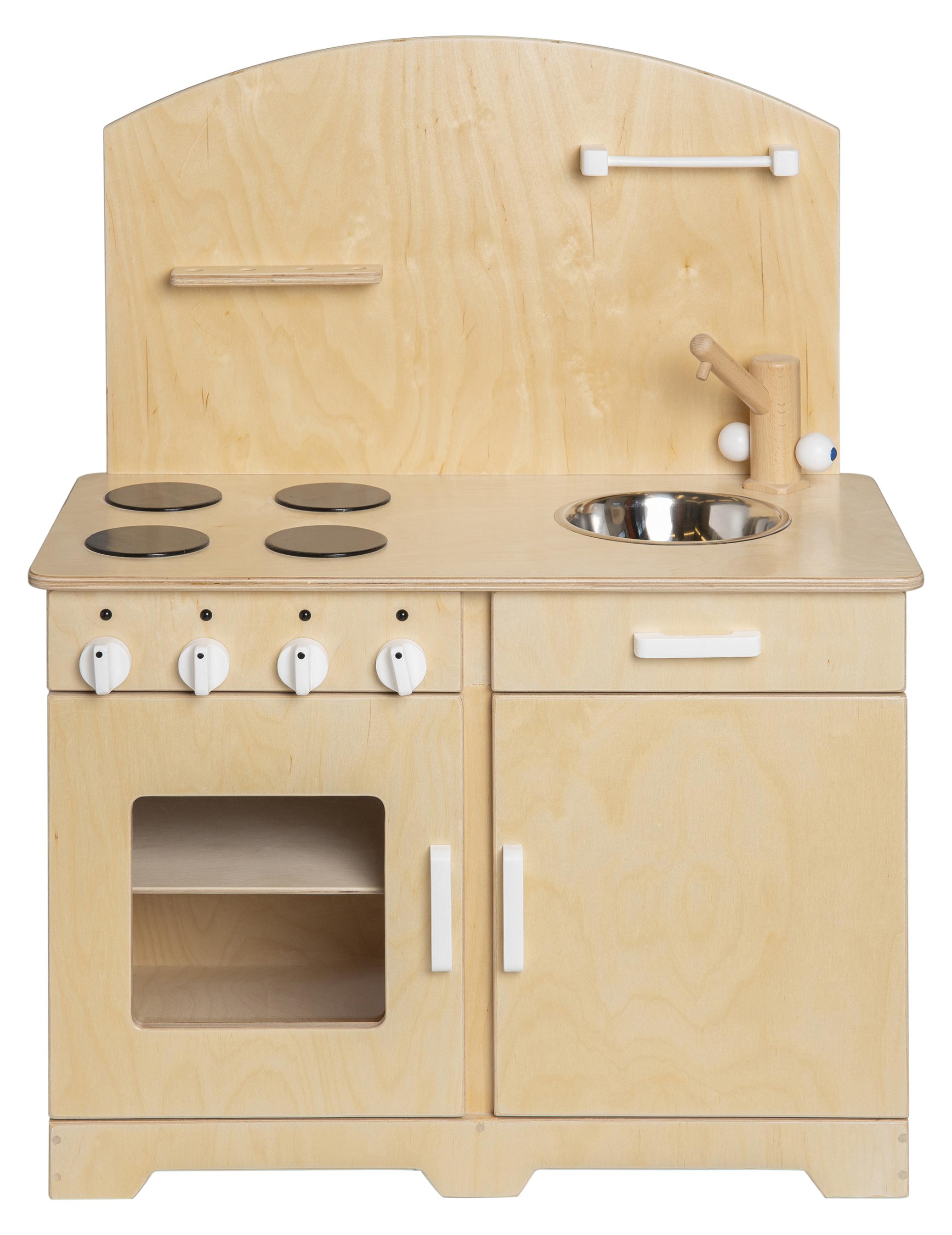 Pertina Van Dijk Toys Holzspielzeug Kche / Spielkche fr Kleinkinder - Natur mit Wei (Kinderbetreuungsqualitt) 522NW