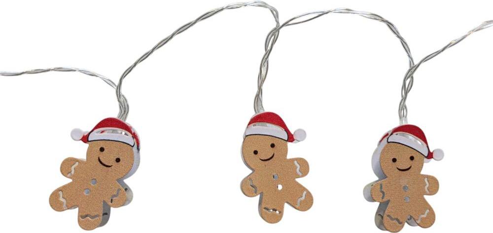 Chaîne LED Bonhomme de pain d'épice 10 pièces blanc chaud,
