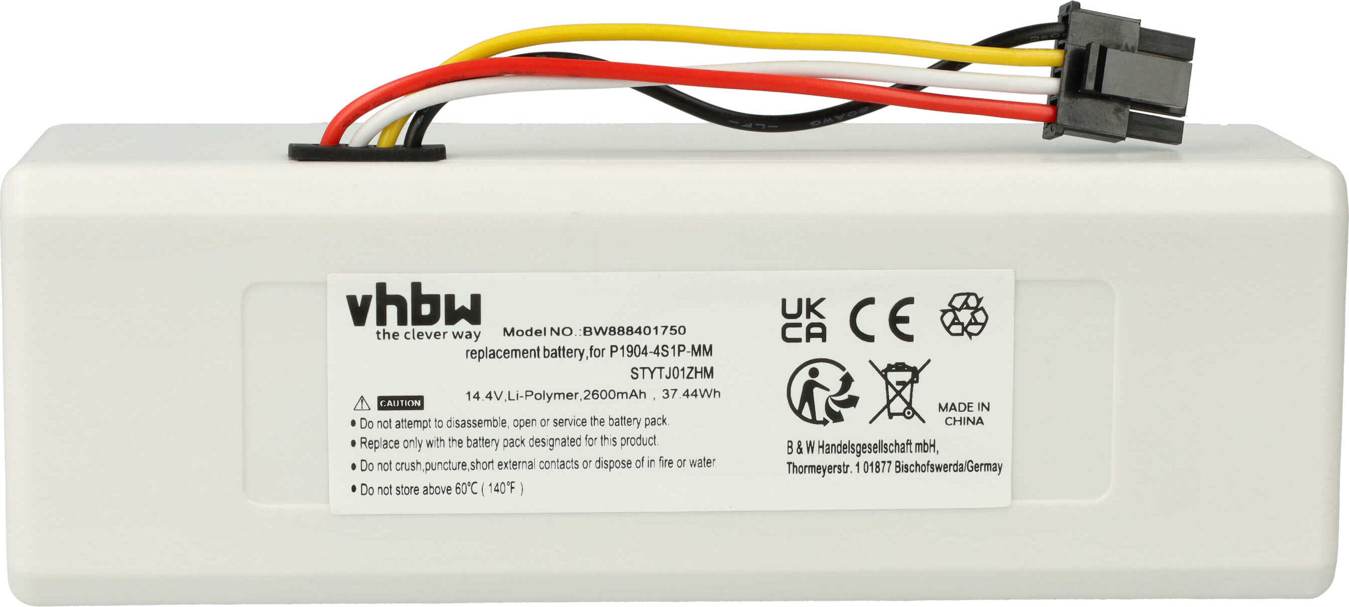 vhbw Akku kompatibel mit Xiaowa C10 Saugroboter (2600 mAh, 14,4 V, Li-Ion) 180387650-22