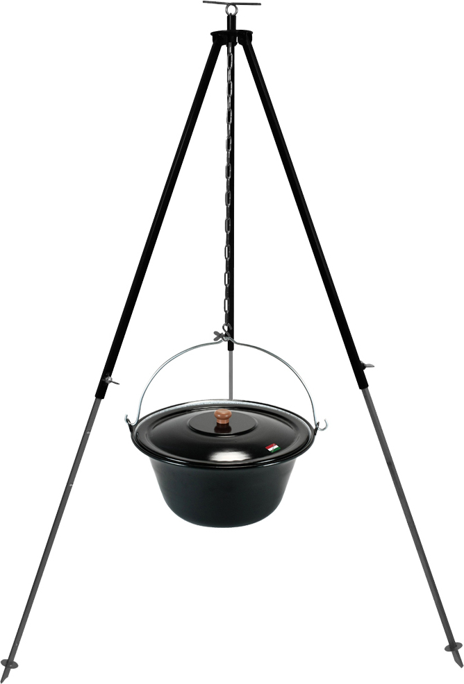 Grillplanet Gulaschkessel Set 15 Liter Kessel Deckel 180 cm Gestell 9155