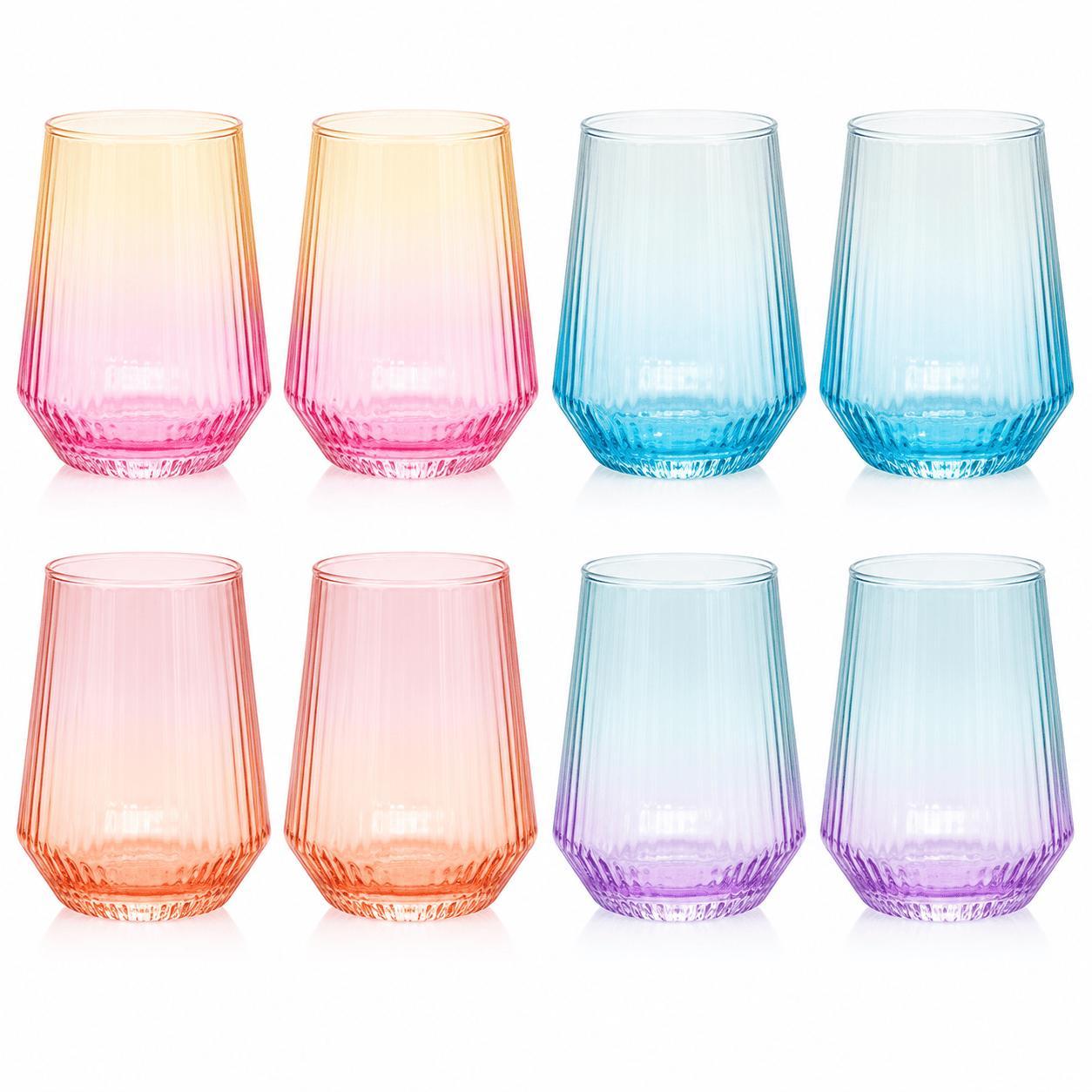 8 Trinkgläser Bunt Gläser Set Wassergläser Wasserglas