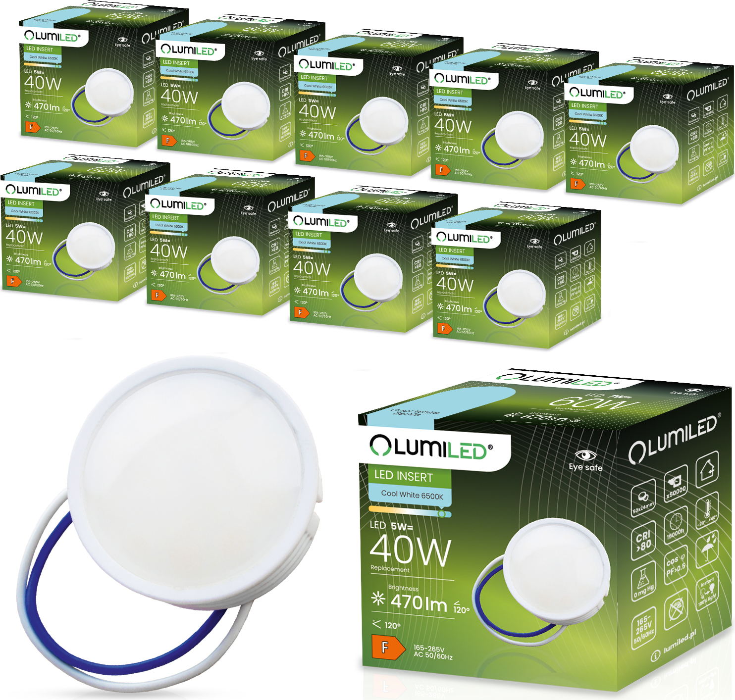 Mdf Led Insert LUMILED 10x Modul LED INSERT 5W (40 W) extra plochý bodový