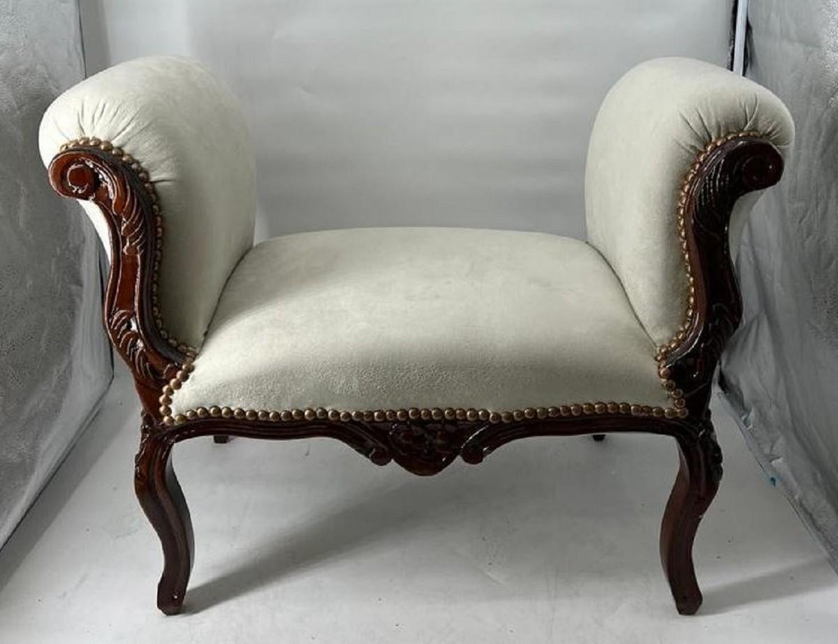 Demotex GmbH Casa Padrino Barock Schemel Grau / Dunkelbraun - Handgefertigter Antik Stil Hocker - Barockstil Hocker - Wohnzimmer Möbel im Barockstil - Barockstil Möbel - Barock Möbel - Barock Einrichtung