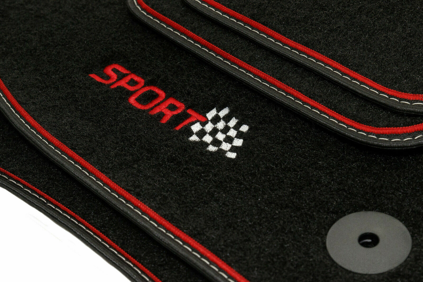 Alfombrillas Seat Altea Alfombrillas De Terciopelo Para Seat Altea Y Altea XL (2004-2015) | Juego De 4 Piezas, Refuerzo Conductor | Color Negro Con Bordes Rojos Y Blanco