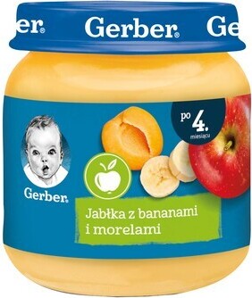 Gerber dezertné jablká s banánmi a marhuľami po 4 mesiacoch 125 G