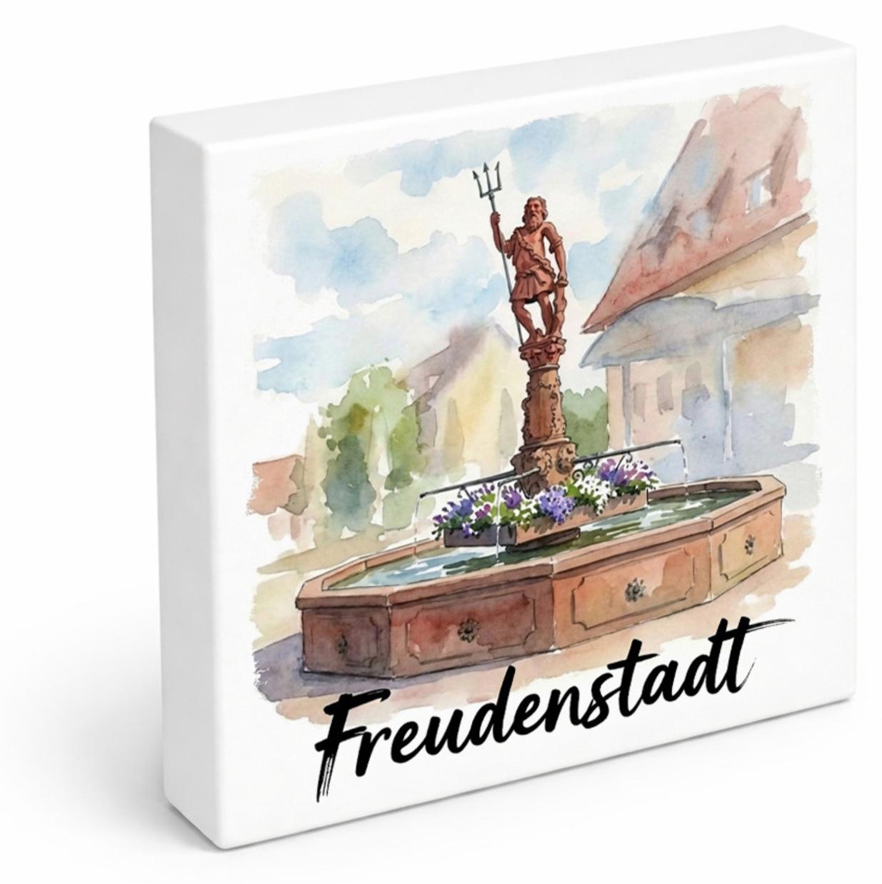 speecheese Brunnen Freudenstadt Holzbild in 15x15 cm zum Stellen oder Aufhängen mit 1029594