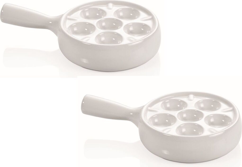 TAMLED Schneckenpfanne weiß mit Stielgriff 2er Set