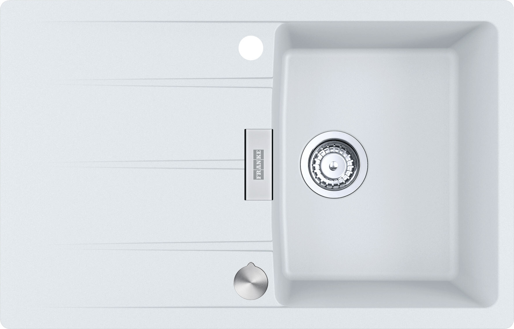 FRANKE Spüle CENTRO CNG 611-78 in GLACIER mit Excenterbedienung Drehknopf Edelstahl / Ausschnittmaß 760 x 480 mm R15 / Granitspüle 114.0681.585