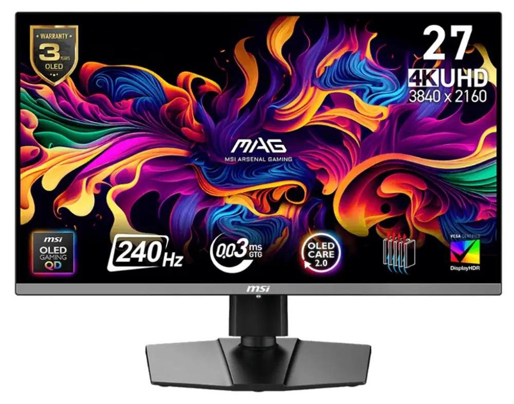 MSI MAG 272UP QD-OLED X24, 67,3 cm (26.5"), 3840 x 2160 px, 4K Ultra HD, QD-OLED, 0,03 ms, Čierna